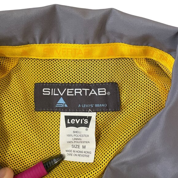 Vintage Levi's Silvertab Jacket Mens Medium Gray 90s Y2K Urban Style Windbreaker - Picture 2 of 5